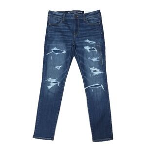 American Eagle Women Jegging Next Level Stretch Mid Rise Distressed 12 Short NWT